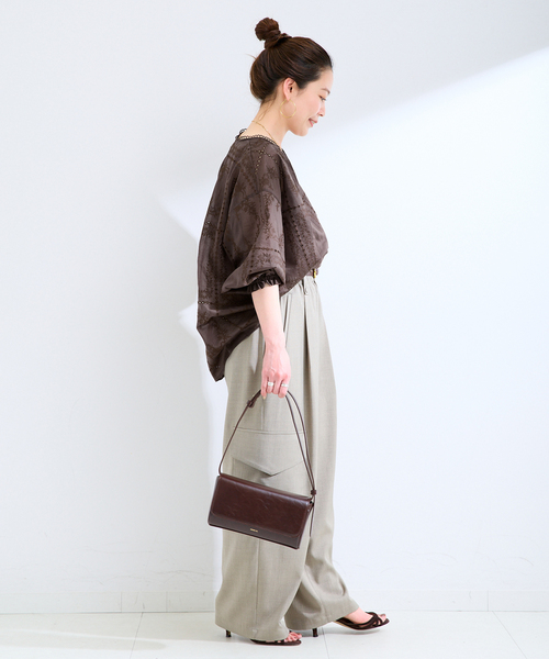 B.C STOCK(ベーセーストック)の「手洗い可 / ハンカチーフカフタンブラウス(シャツ/ブラウス・レディース・ブラック/ホワイト/ブラウン・FREE)」の9枚目の写真
