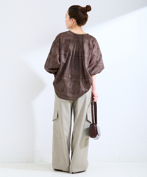 B.C STOCK(ベーセーストック)の「手洗い可 / ハンカチーフカフタンブラウス(シャツ/ブラウス・レディース・ブラック/ホワイト/ブラウン・FREE)」の10枚目の写真