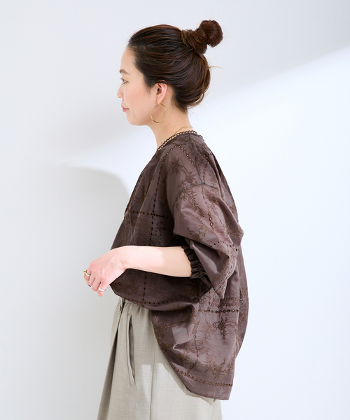 B.C STOCK(ベーセーストック)の「手洗い可 / ハンカチーフカフタンブラウス(シャツ/ブラウス・レディース・ブラック/ホワイト/ブラウン・FREE)」の12枚目の写真