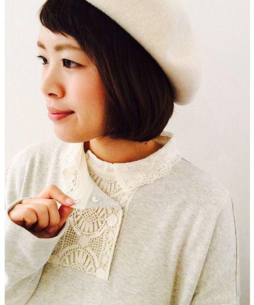 PUAL CE CIN（ピュアルセシン）の「襟レースチュニック（Tシャツ/カットソー・レディース・オートミール/ライトグレー/ネイビー・FREE）」の14枚目の写真