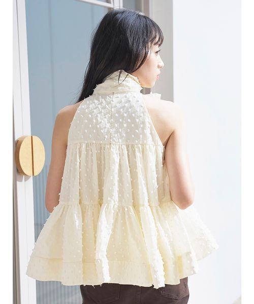 SNIDEL（スナイデル）の「ドビードットティアードブラウス（シャツ/ブラウス・レディース・オフホワイト/ブラック/ライトブルー・F）」の11枚目の写真