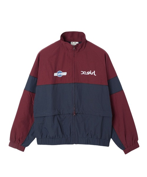 X-girl(エックスガール)の「2WAY SCRIPT LOGO TRACK JACKET(ブルゾン・レディース・ブラック/ベージュ/バーガンディー・S/M)」の1枚目の写真