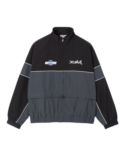 X-girl(エックスガール)の「2WAY SCRIPT LOGO TRACK JACKET(ブルゾン・レディース・ブラック/ベージュ/バーガンディー・S/M)」の4枚目の写真
