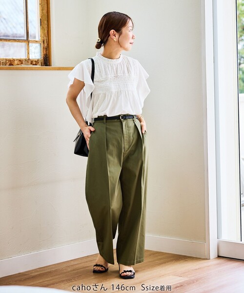 ROPE' PICNIC(ロペピクニック)の「【cahoさんコラボ】低身長・小柄さんサイズ ウエストタックチノパンツ(チノパンツ・レディース・ベージュ/カーキ・S/M)」の11枚目の写真