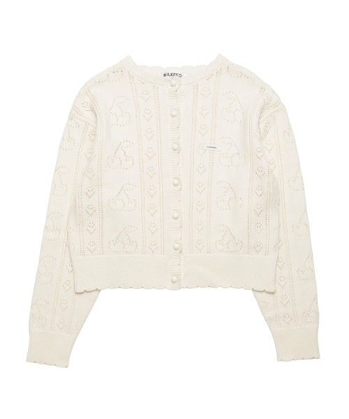 MILKFED.(ミルクフェド)の「CHERRY OPEN KNIT CARDIGAN(カーディガン/ボレロ・レディース・ホワイト/ブラック/ライトピンク・ONE SIZE)」の21枚目の写真