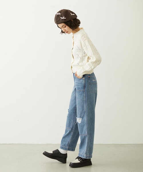 MILKFED.(ミルクフェド)の「CHERRY OPEN KNIT CARDIGAN(カーディガン/ボレロ・レディース・ホワイト/ブラック/ライトピンク・ONE SIZE)」の7枚目の写真