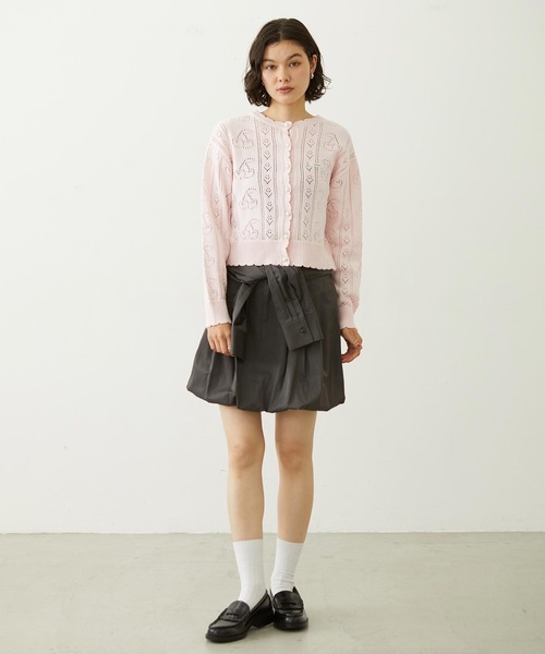MILKFED.(ミルクフェド)の「CHERRY OPEN KNIT CARDIGAN(カーディガン/ボレロ・レディース・ホワイト/ブラック/ライトピンク・ONE SIZE)」の10枚目の写真