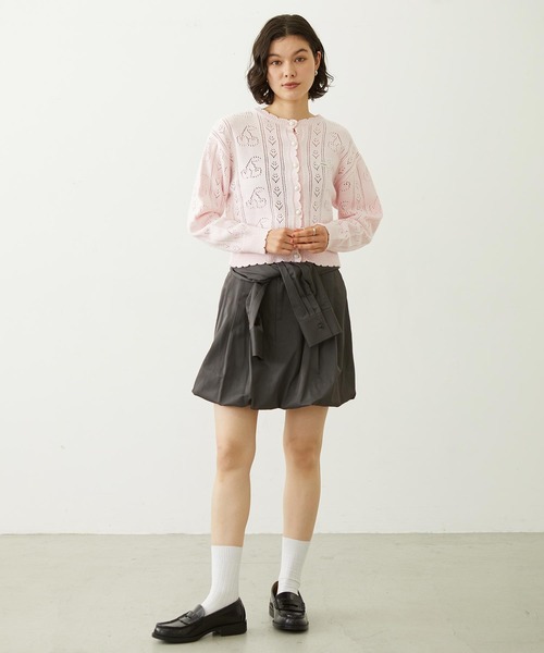 MILKFED.(ミルクフェド)の「CHERRY OPEN KNIT CARDIGAN(カーディガン/ボレロ・レディース・ホワイト/ブラック/ライトピンク・ONE SIZE)」の11枚目の写真