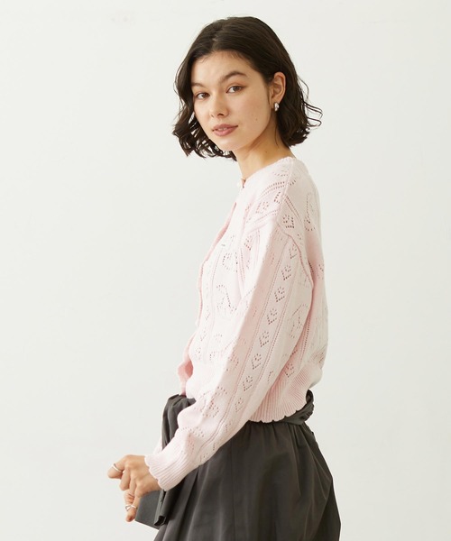 MILKFED.(ミルクフェド)の「CHERRY OPEN KNIT CARDIGAN(カーディガン/ボレロ・レディース・ホワイト/ブラック/ライトピンク・ONE SIZE)」の8枚目の写真