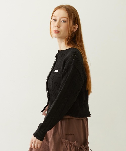 MILKFED.(ミルクフェド)の「CHERRY OPEN KNIT CARDIGAN(カーディガン/ボレロ・レディース・ホワイト/ブラック/ライトピンク・ONE SIZE)」の13枚目の写真
