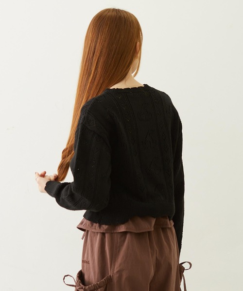 MILKFED.(ミルクフェド)の「CHERRY OPEN KNIT CARDIGAN(カーディガン/ボレロ・レディース・ホワイト/ブラック/ライトピンク・ONE SIZE)」の14枚目の写真