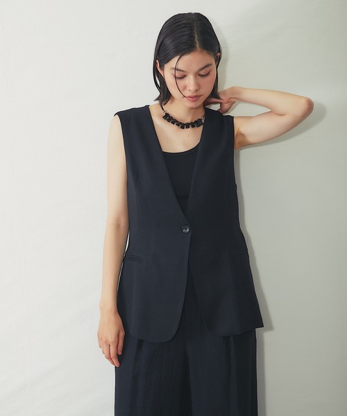 SMILE ORCHID(スマイルオーキッド)の「セットアップ対応リネン混ジレ(ベスト・レディース・ブラック/アイボリー・M)」の14枚目の写真