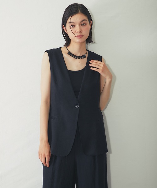 SMILE ORCHID(スマイルオーキッド)の「セットアップ対応リネン混ジレ(ベスト・レディース・ブラック/アイボリー・M)」の12枚目の写真