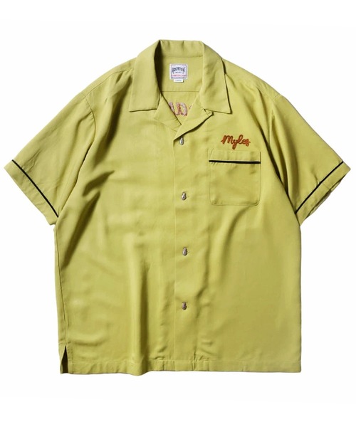 HOUSTON(ヒューストン)の「HOUSTON ヒューストン SACRAMENTO EMB RAYON BOWLING S/S SHIRT サクラメント ロゴ チェーン刺繍 ボウリングシャツ 半袖 / オープンカラーシャツ / 開襟シャツ(シャツ/ブラウス・メンズ・ライム/ブラック/オフホワイト・XL/L/M)」の11枚目の写真