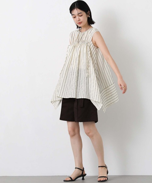 Gready Brilliant(グレディブリリアン)の「ストライプフレア2WAYブラウス(シャツ/ブラウス・レディース・アイボリー/サックスブルー・FREE)」の6枚目の写真