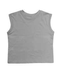 シンプル袖なしTシャツ-グレー