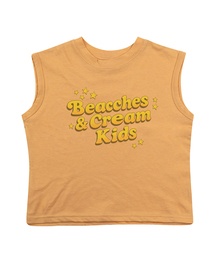 レタリング袖なしTシャツ-マスタード