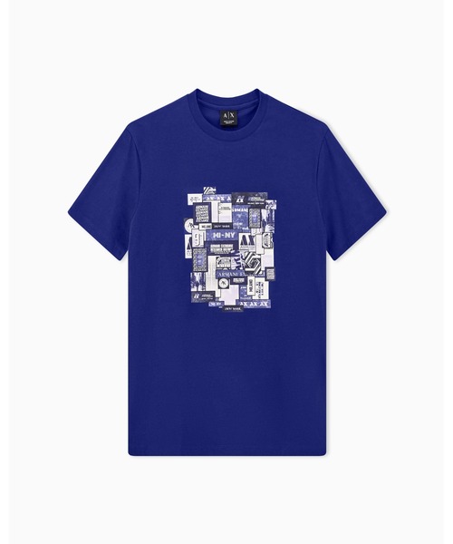 ARMANI EXCHANGE（アルマーニエクスチェンジ）の「【A|X アルマーニ エクスチェンジ】ロゴコラージュ レギュラーフィット 半袖クルーネックTシャツ/REGULAR（EC限定カラー含）（Tシャツ/カットソー・メンズ・オフホワイト/ブルー・LARGE/MEDIUM/SMALL/X-LARGE/XX-LARGE/X-SMALL）」の4枚目の写真
