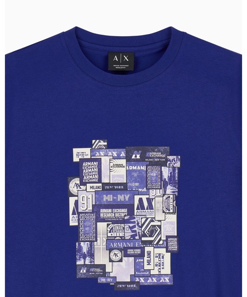 ARMANI EXCHANGE（アルマーニエクスチェンジ）の「【A|X アルマーニ エクスチェンジ】ロゴコラージュ レギュラーフィット 半袖クルーネックTシャツ/REGULAR（EC限定カラー含）（Tシャツ/カットソー・メンズ・オフホワイト/ブルー・LARGE/MEDIUM/SMALL/X-LARGE/XX-LARGE/X-SMALL）」の6枚目の写真