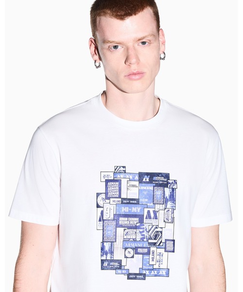 ARMANI EXCHANGE（アルマーニエクスチェンジ）の「【A|X アルマーニ エクスチェンジ】ロゴコラージュ レギュラーフィット 半袖クルーネックTシャツ/REGULAR（EC限定カラー含）（Tシャツ/カットソー・メンズ・オフホワイト/ブルー・LARGE/MEDIUM/SMALL/X-LARGE/XX-LARGE/X-SMALL）」の12枚目の写真