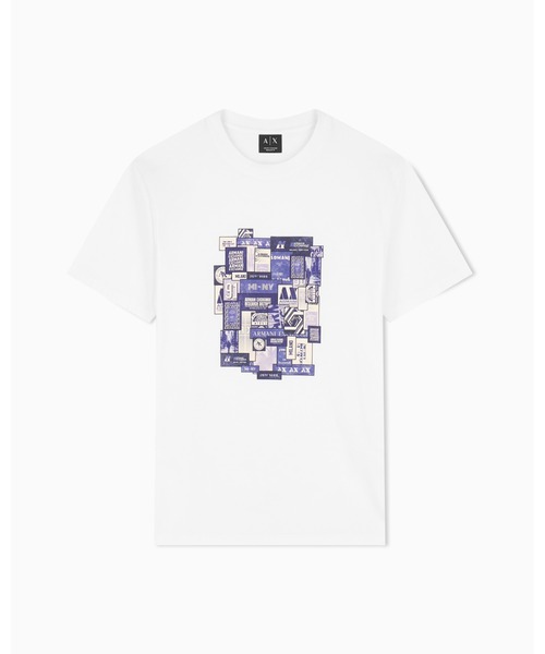 ARMANI EXCHANGE（アルマーニエクスチェンジ）の「【A|X アルマーニ エクスチェンジ】ロゴコラージュ レギュラーフィット 半袖クルーネックTシャツ/REGULAR（EC限定カラー含）（Tシャツ/カットソー・メンズ・オフホワイト/ブルー・LARGE/MEDIUM/SMALL/X-LARGE/XX-LARGE/X-SMALL）」の14枚目の写真