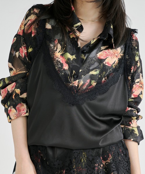 Ezick(エジック)の「Flower waist mark sheer shirt / ウエストコードフラワーシアーシャツ(シャツ/ブラウス・レディース・アイボリー/ブラック・FREE)」の22枚目の写真