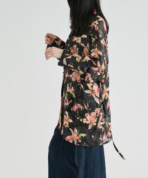 Ezick(エジック)の「Flower waist mark sheer shirt / ウエストコードフラワーシアーシャツ(シャツ/ブラウス・レディース・アイボリー/ブラック・FREE)」の16枚目の写真