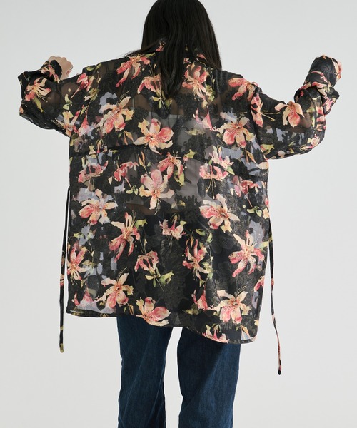 Ezick(エジック)の「Flower waist mark sheer shirt / ウエストコードフラワーシアーシャツ(シャツ/ブラウス・レディース・アイボリー/ブラック・FREE)」の18枚目の写真
