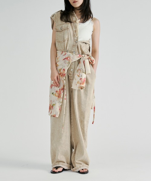 Ezick(エジック)の「Flower waist mark sheer shirt / ウエストコードフラワーシアーシャツ(シャツ/ブラウス・レディース・アイボリー/ブラック・FREE)」の9枚目の写真