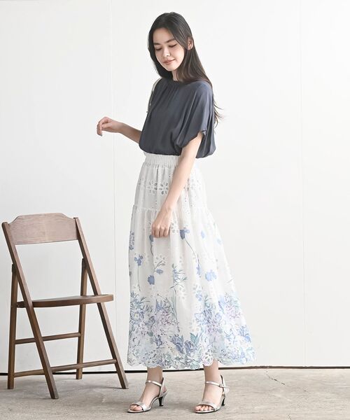 rps(アールピーエス)の「フラワー刺繍ティアードロングスカート(スカート・レディース・アイボリー/オフホワイト/ホワイト系その他4/ホワイト系その他2・フリー)」の5枚目の写真