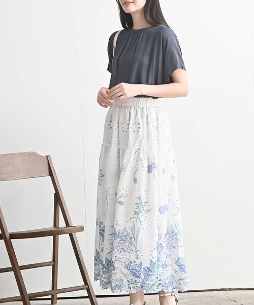 rps(アールピーエス)の「フラワー刺繍ティアードロングスカート(スカート・レディース・アイボリー/オフホワイト/ホワイト系その他4/ホワイト系その他2・フリー)」の8枚目の写真
