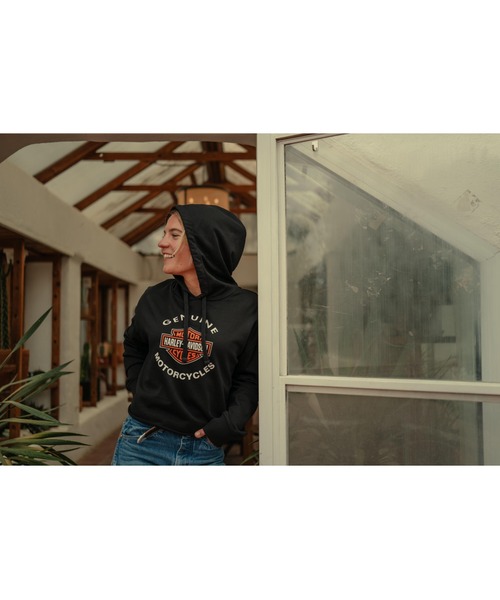 Harley-Davidson（ハーレーダビッドソン）の「H-D(R) エッセンシャル・カットオフ・フーディー（パーカー・レディース・ブラック系その他・MEDIUM/SMALL/LARGE）」の4枚目の写真