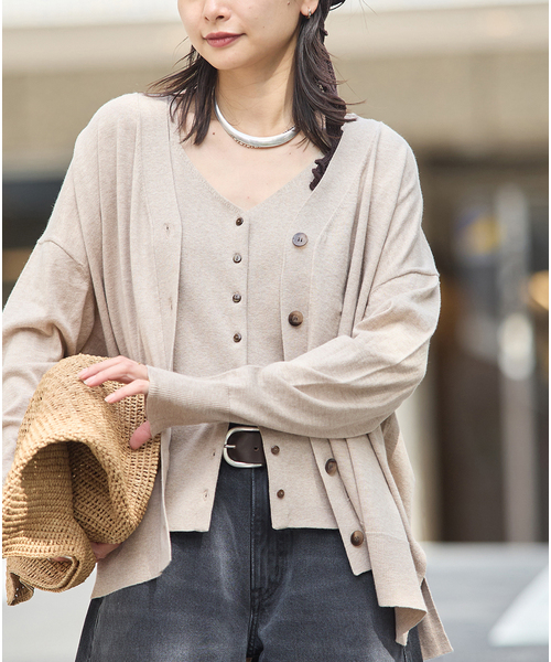 JOURNAL STANDARD(ジャーナルスタンダード)の「ウォッシャブルコットンシルクミックスVネックカーディガン(カーディガン/ボレロ・レディース・ブラック/グレー/ベージュ・FREE)」の20枚目の写真