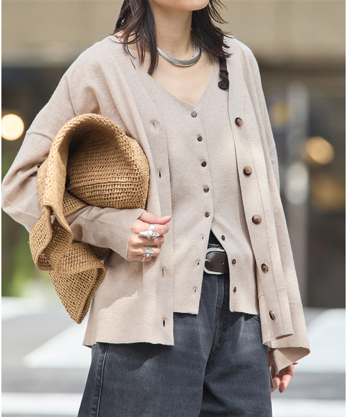 JOURNAL STANDARD(ジャーナルスタンダード)の「ウォッシャブルコットンシルクミックスVネックカーディガン(カーディガン/ボレロ・レディース・ブラック/グレー/ベージュ・FREE)」の19枚目の写真