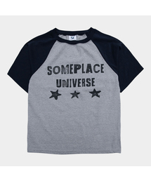 ユニバースグラフィックレグラン配色ソフトラウンドネックオーバーサイズ半袖Tシャツ_2COLOR