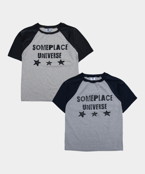 SOMEPLACE MAN(サムプレイス・マン)の「ユニバースグラフィックレグラン配色ソフトラウンドネックオーバーサイズ半袖Tシャツ_2COLOR(Tシャツ/カットソー・メンズ・チャコール/ネイビー・FREE)」の3枚目の写真