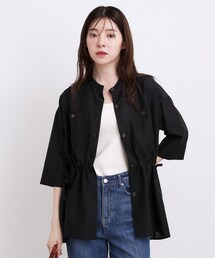 5分袖ver登場!【体型カバー・洗える】シアーサファリシャツジャケット