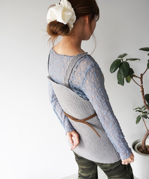 SANSeLF(サンセルフ)の「【SANSeLF】クロスラップニットキャミトップス saw26a002(その他トップス・レディース・イエロー/グレー・FREE)」の6枚目の写真