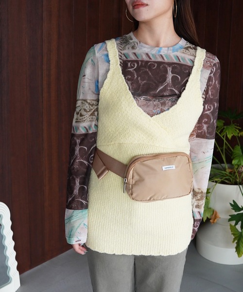 SANSeLF(サンセルフ)の「【SANSeLF】クロスラップニットキャミトップス saw26a002(その他トップス・レディース・イエロー/グレー・FREE)」の10枚目の写真