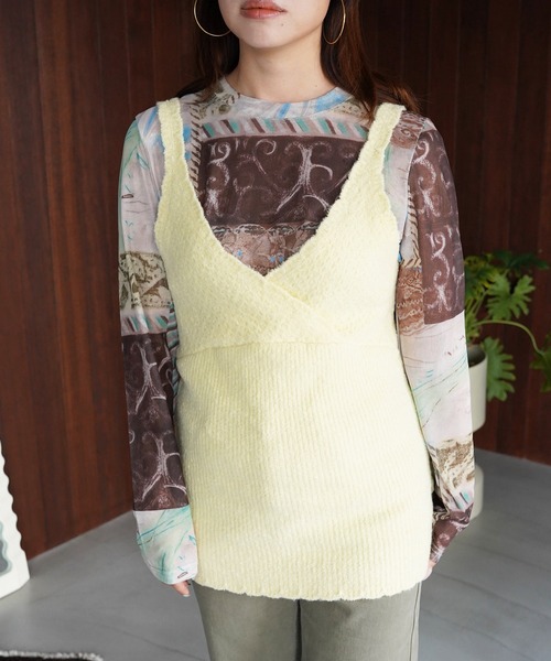 SANSeLF（サンセルフ）の「【SANSeLF】クロスラップニットキャミトップス saw26a002（その他トップス・レディース・イエロー/グレー・FREE）」の11枚目の写真