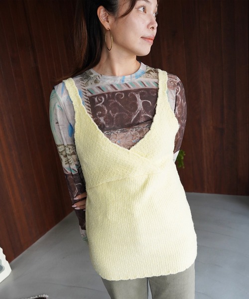 SANSeLF（サンセルフ）の「【SANSeLF】クロスラップニットキャミトップス saw26a002（その他トップス・レディース・イエロー/グレー・FREE）」の16枚目の写真