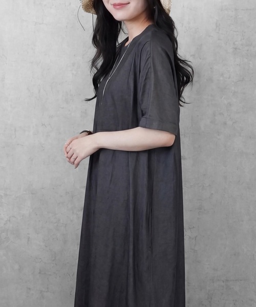 SELECT LEVERY(セレクトリベリー)の「ポケット付き楽ちんVネックロングワンピース(ワンピース・レディース・ブラック/ミント/ネイビー・MEDIUM/LARGE)」の19枚目の写真