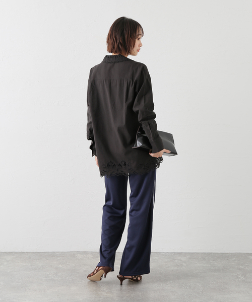 SPORTY&RICH(スポーティアンドリッチ)の「SPORTY&RICH/スポーティアンドリッチ Signature Logo Retro Track Pant パンツ(その他パンツ・レディース・ネイビー・SMALL)」の6枚目の写真