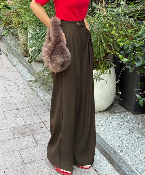 junoah(ジュノア)の「金ボタンツータックスラックス(スラックス・レディース・ダークグレー/ダークブラウン/ブラック・MEDIUM/SMALL/LARGE)」の10枚目の写真