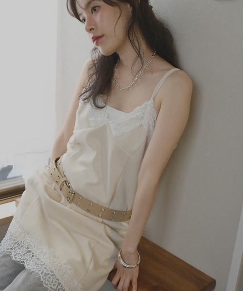 Mili affinity(ミリアフィニティー)の「スウェードキャミワンピース(ワンピース・レディース・キャメル/アイボリー/ブラック/ブラウン・FREE)」の1枚目の写真