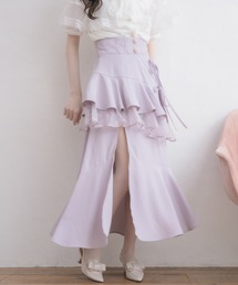 レースフリルスリットロングスカート