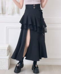 レースフリルスリットロングスカート
