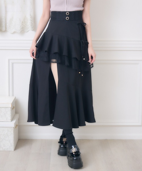 couture BY ROJITA(クチュールバイロジータ)の「レースフリルスリットロングスカート(スカート・レディース・その他/ピンク/ブラック・FREE)」の12枚目の写真