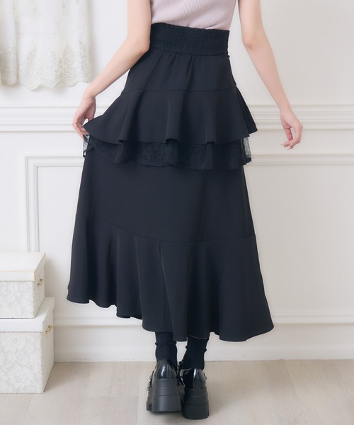 couture BY ROJITA(クチュールバイロジータ)の「レースフリルスリットロングスカート(スカート・レディース・その他/ピンク/ブラック・FREE)」の8枚目の写真