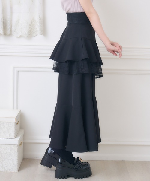 couture BY ROJITA(クチュールバイロジータ)の「レースフリルスリットロングスカート(スカート・レディース・その他/ピンク/ブラック・FREE)」の9枚目の写真